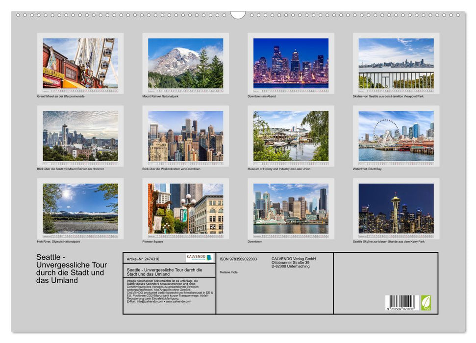 Seattle - Unvergessliche Tour durch die Stadt und das Umland (CALVENDO Wandkalender 2027)