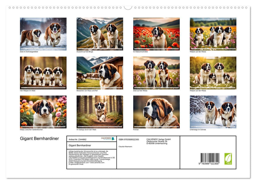 Gigant Bernhardiner (CALVENDO Premium Wandkalender 2027)