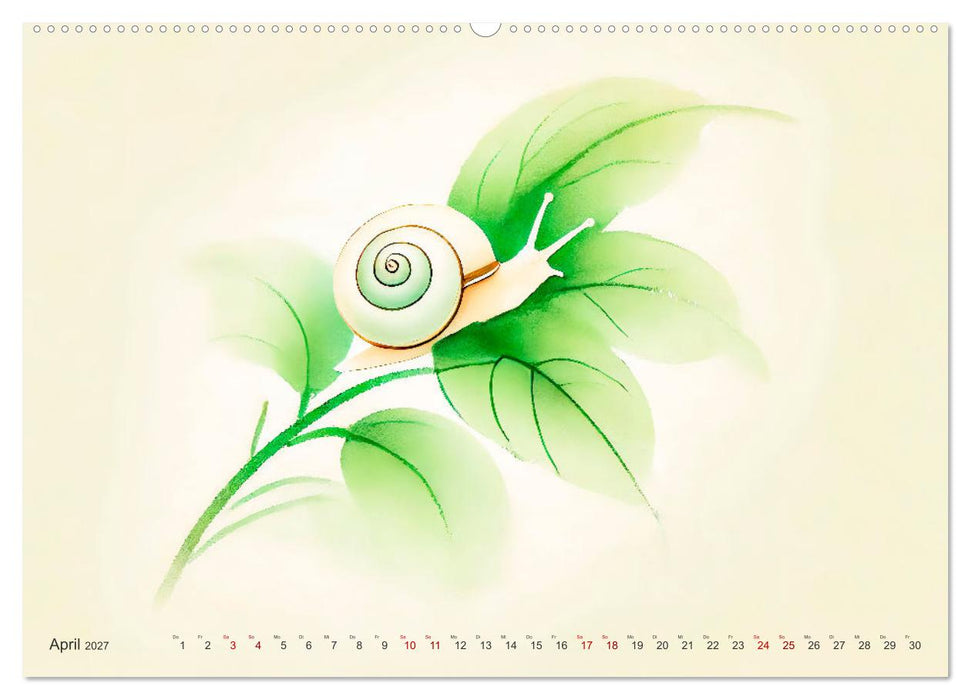 Zen der Natur - Pflanzen und Insekten im Stile der Tuschmalerei (CALVENDO Wandkalender 2027)