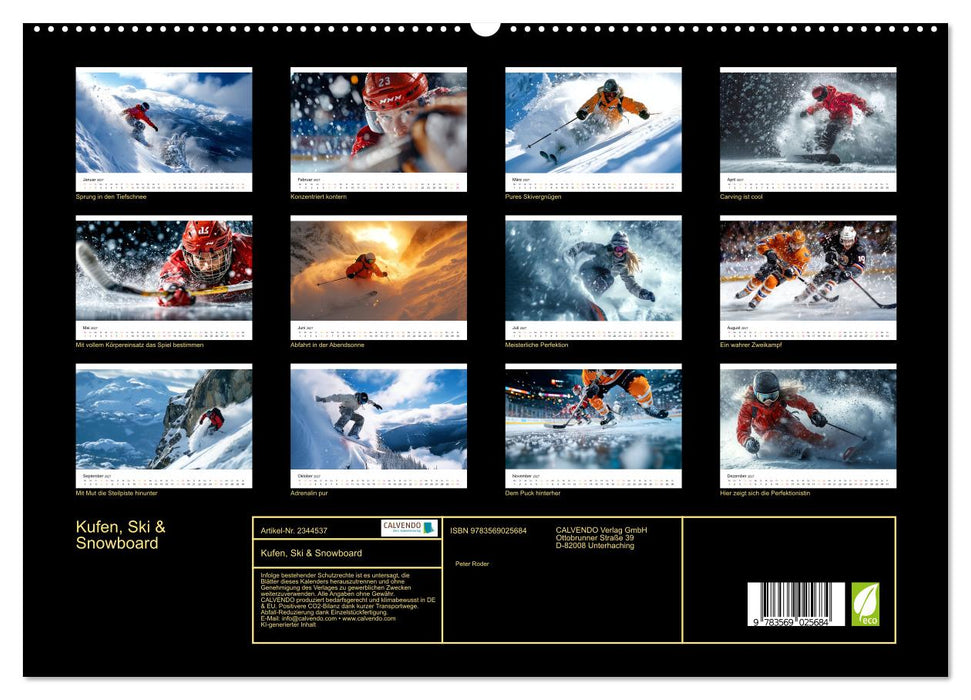 Kufen, Ski & Snowboard (CALVENDO Premium Wandkalender 2027)