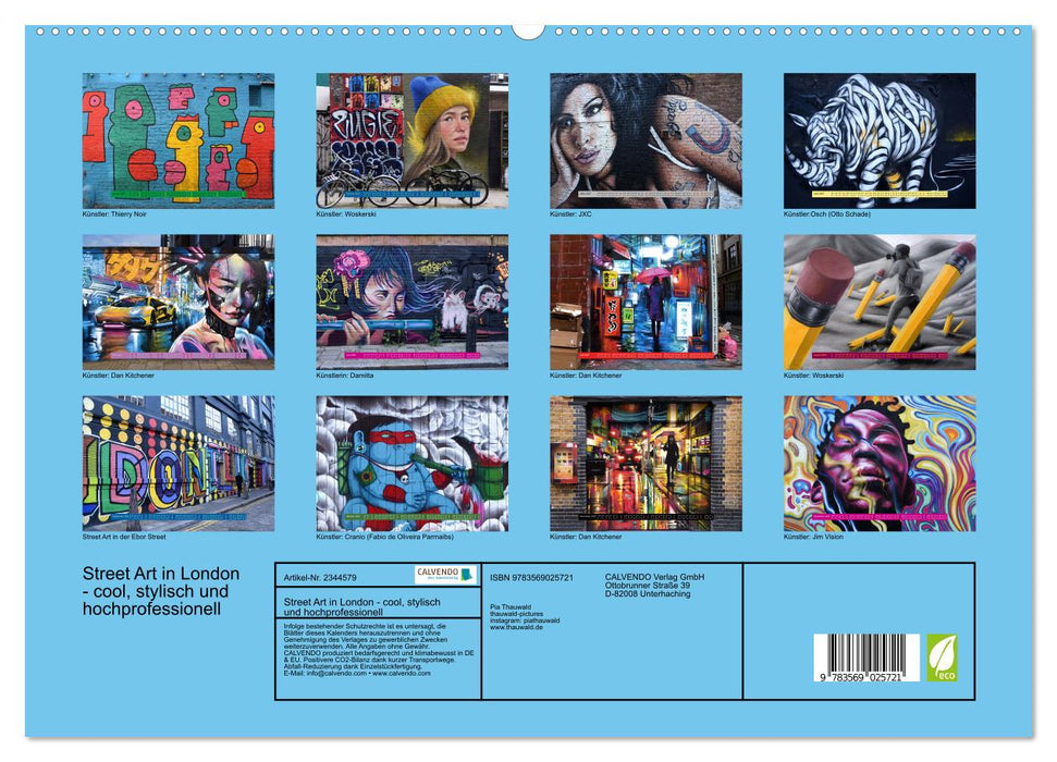 Street Art in London - cool, stylisch und hochprofessionell (CALVENDO Premium Wandkalender 2027)