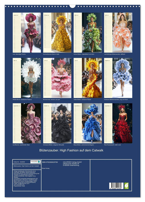Blütenzauber. High Fashion auf dem Catwalk (CALVENDO Wandkalender 2027)