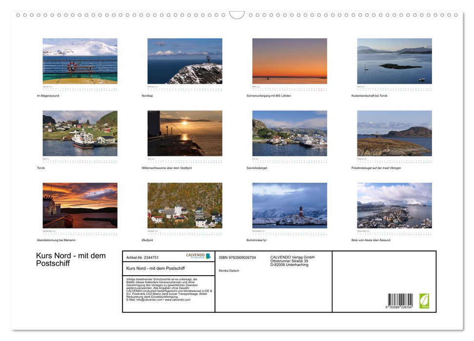Kurs Nord - mit dem Postschiff (CALVENDO Wandkalender 2027)