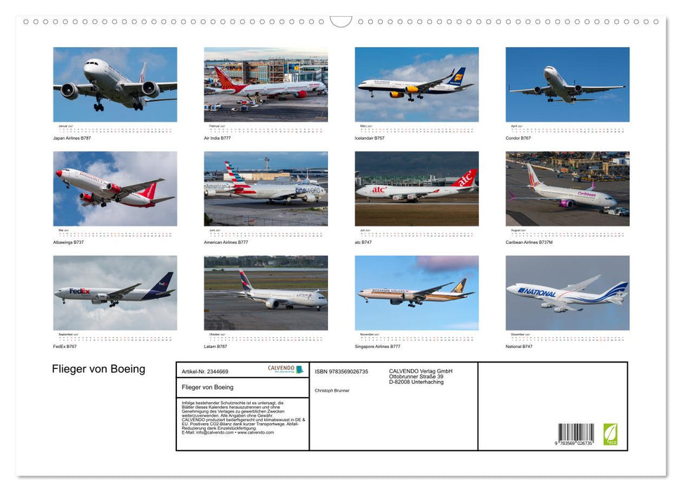 Flieger von Boeing (CALVENDO Wandkalender 2027)
