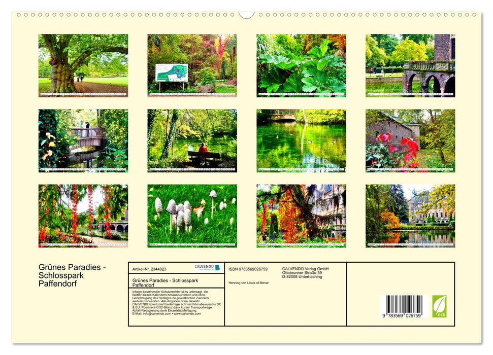 Grünes Paradies - Schlosspark Paffendorf (CALVENDO Premium Wandkalender 2027)
