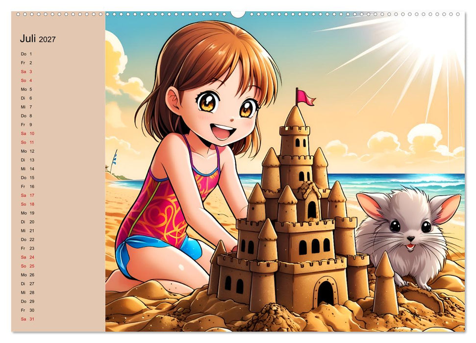 Mädchen und ihre tierischen Freunde - Tierisch süße Mangas für Mädchen (CALVENDO Premium Wandkalender 2027)