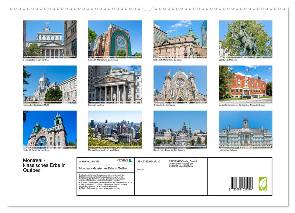 Montreal - klassisches Erbe in Québec (CALVENDO Premium Wandkalender 2027)