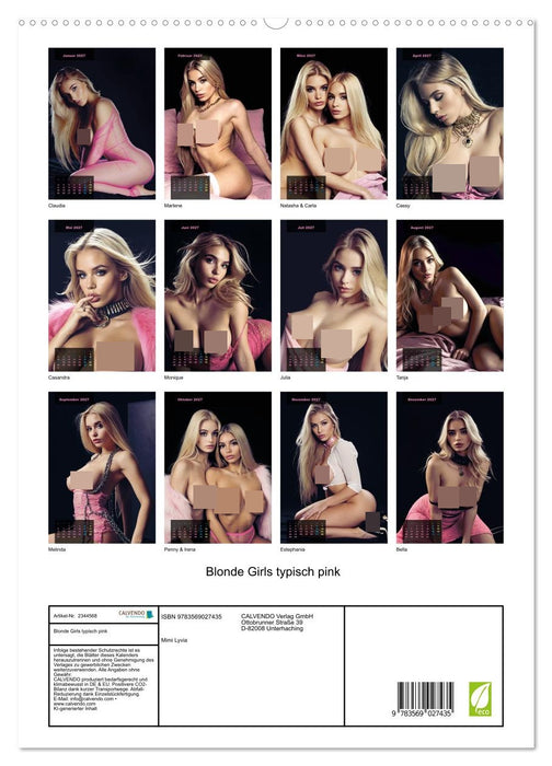 Blonde Girls typisch pink (CALVENDO Premium Wandkalender 2027)