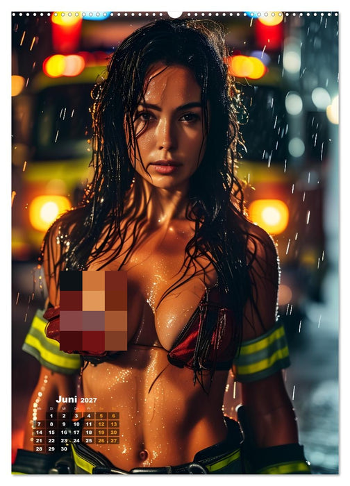Heiße Feuerheldinnen - Verführerische Feuerwehrfrauen im Dienst der Fantasie (CALVENDO Premium Wandkalender 2027)
