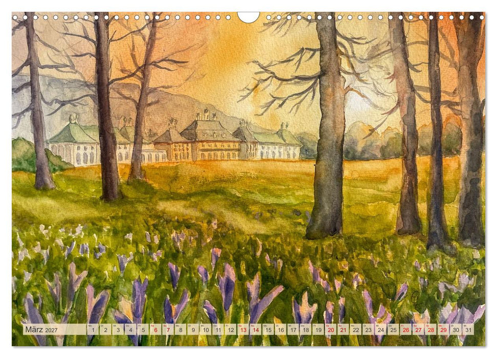 Dresden und das Elbtal - Ein Aquarellkalender von Claudia Pinkau (CALVENDO Wandkalender 2027)