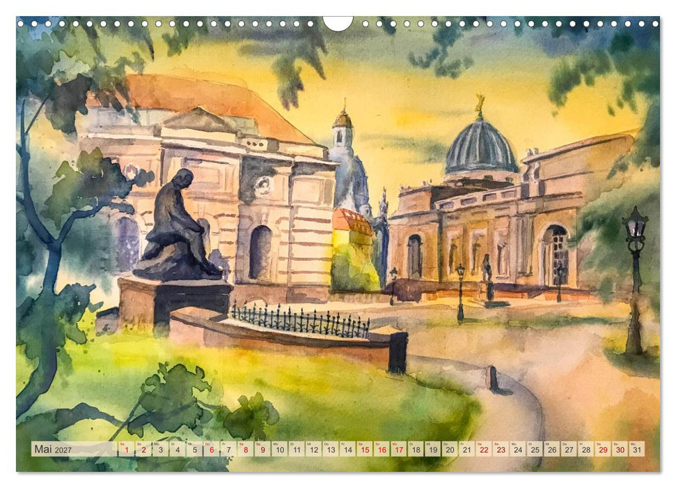 Dresden und das Elbtal - Ein Aquarellkalender von Claudia Pinkau (CALVENDO Wandkalender 2027)