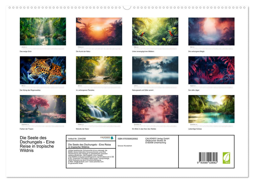Die Seele des Dschungels - Eine Reise in tropische Wildnis (CALVENDO Premium Wandkalender 2027)