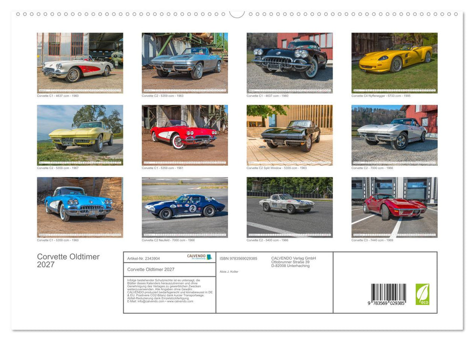 Corvette Oldtimer 2027 (CALVENDO Premium Wandkalender 2027)