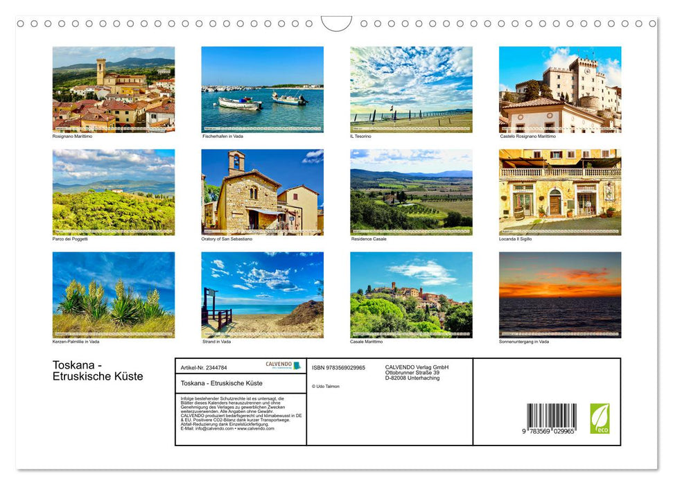 Toskana - Etruskische Küste (CALVENDO Wandkalender 2027)