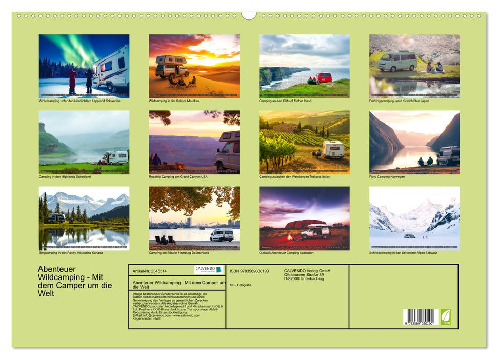 Abenteuer Wildcamping - Mit dem Camper um die Welt (CALVENDO Wandkalender 2027)