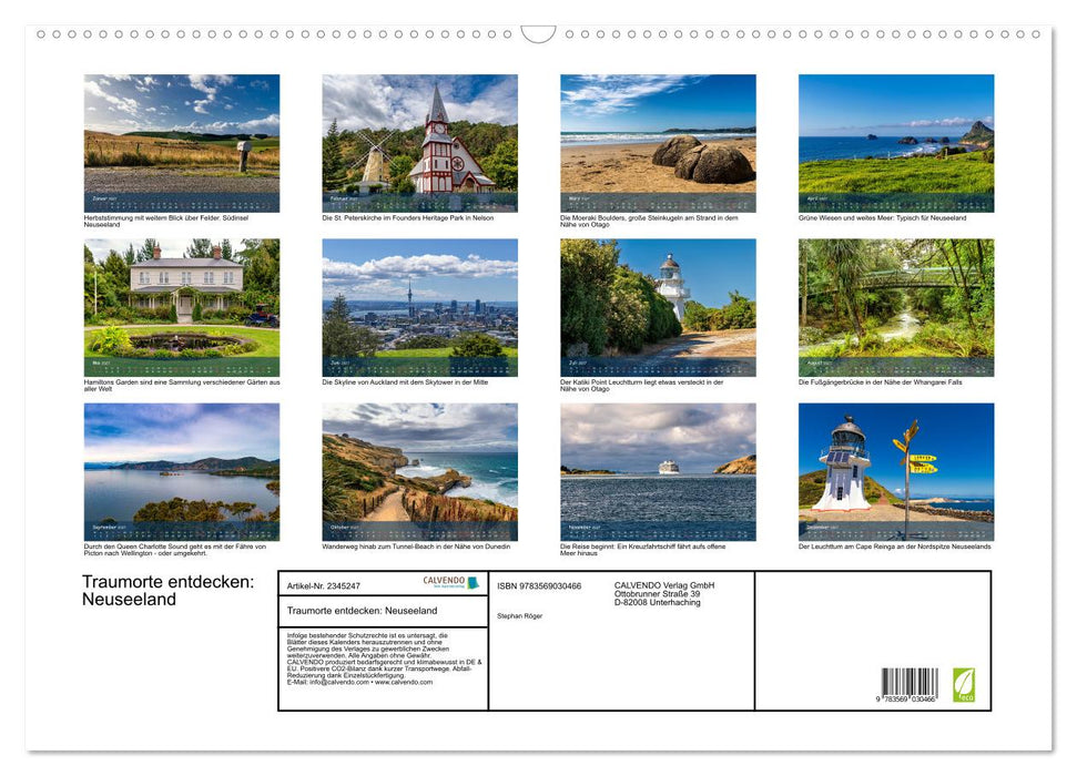 Traumorte entdecken: Neuseeland (CALVENDO Wandkalender 2027)