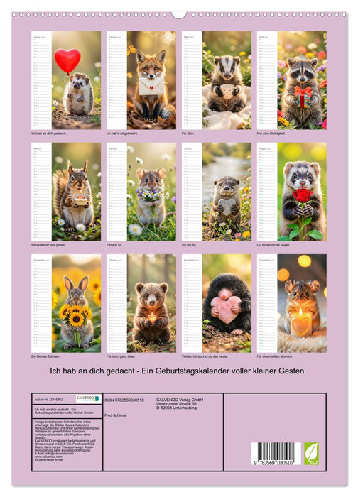 Ich hab an dich gedacht - Ein Geburtstagskalender voller kleiner Gesten (CALVENDO Premium Wandkalender 2027)