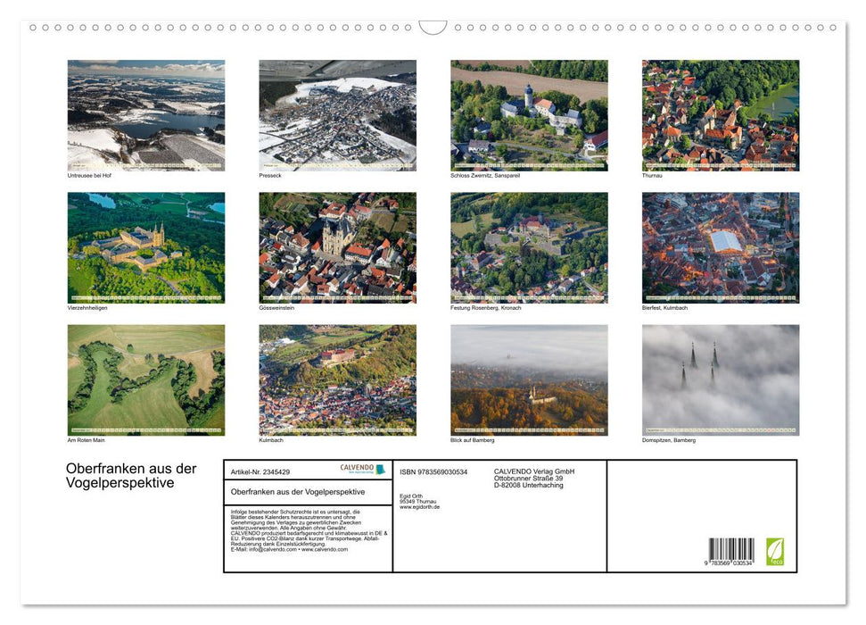 Oberfranken aus der Vogelperspektive (CALVENDO Wandkalender 2027)