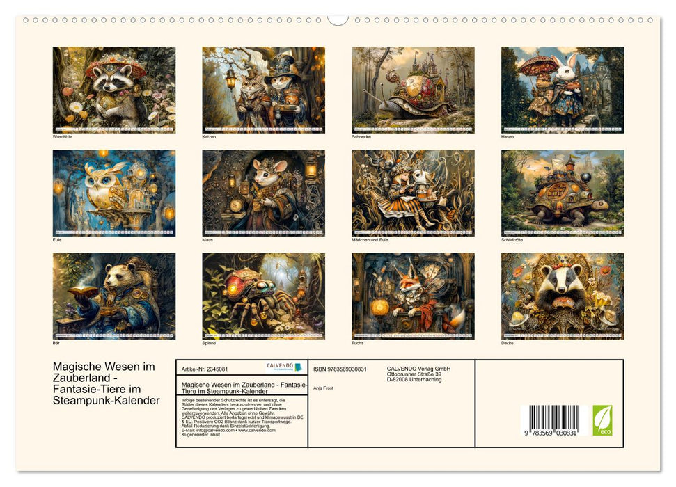 Magische Wesen im Zauberland - Fantasie-Tiere im Steampunk-Kalender (CALVENDO Premium Wandkalender 2027)