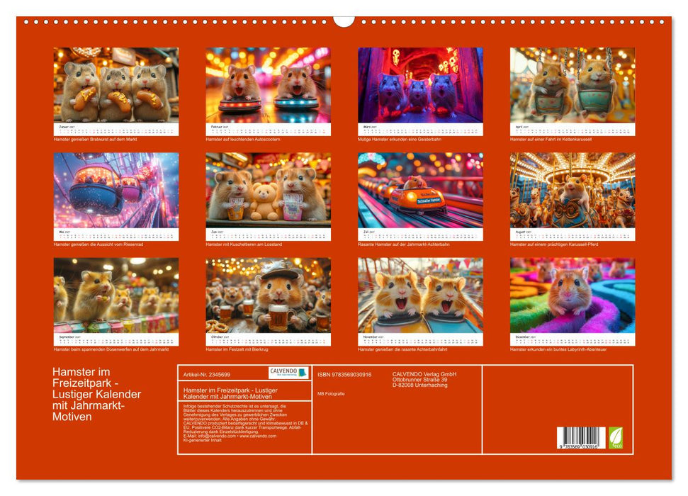 Hamster im Freizeitpark - Lustiger Kalender mit Jahrmarkt-Motiven (CALVENDO Wandkalender 2027)