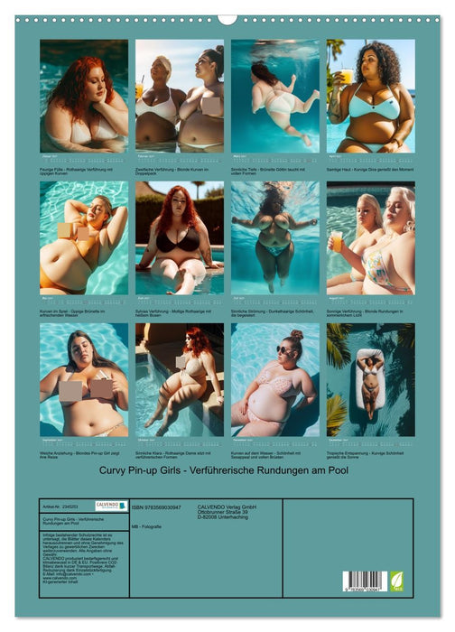 Curvy Pin-up Girls - Verführerische Rundungen am Pool (CALVENDO Wandkalender 2027)