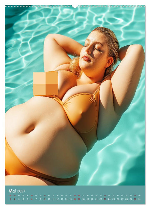 Curvy Pin-up Girls - Verführerische Rundungen am Pool (CALVENDO Wandkalender 2027)