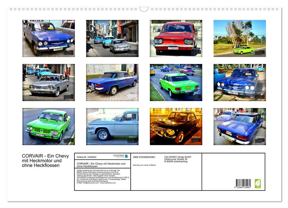 CORVAIR - Ein Chevy mit Heckmotor und ohne Heckflossen (CALVENDO Wandkalender 2027)