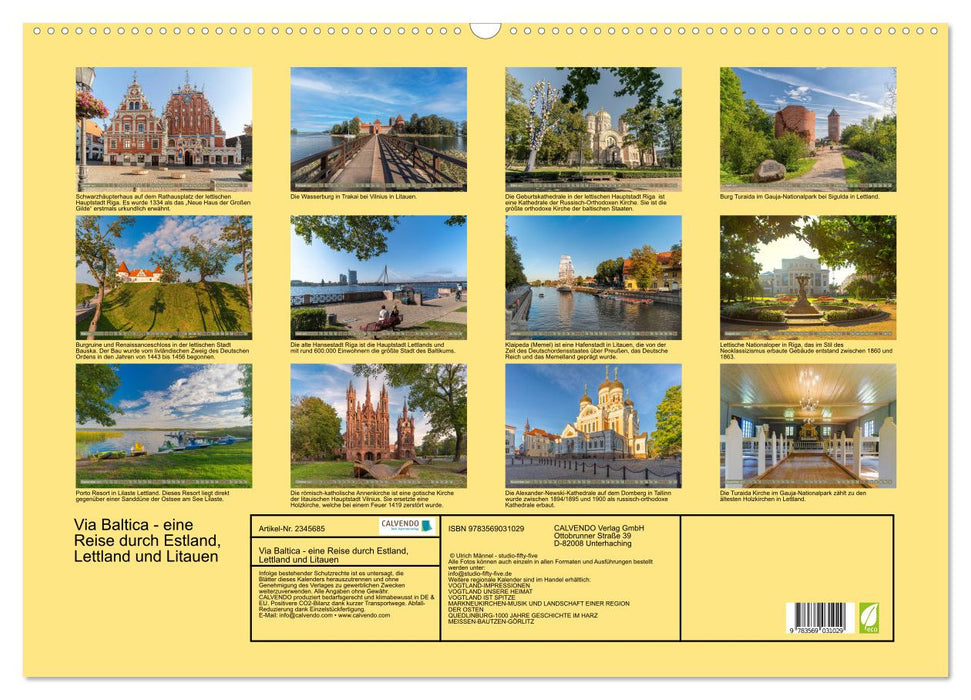 Via Baltica - eine Reise durch Estland, Lettland und Litauen (CALVENDO Wandkalender 2027)