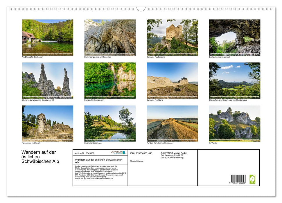 Wandern auf der östlichen Schwäbischen Alb (CALVENDO Wandkalender 2027)