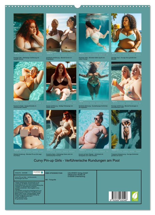 Curvy Pin-up Girls - Verführerische Rundungen am Pool (CALVENDO Premium Wandkalender 2027)