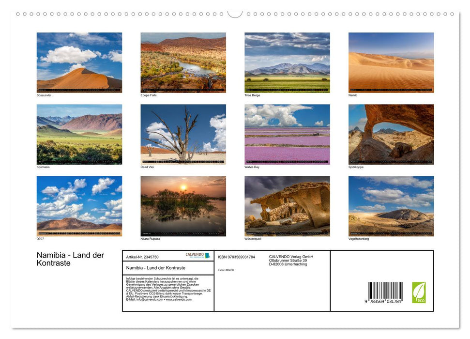 Namibia - Land der Kontraste (CALVENDO Premium Wandkalender 2027)
