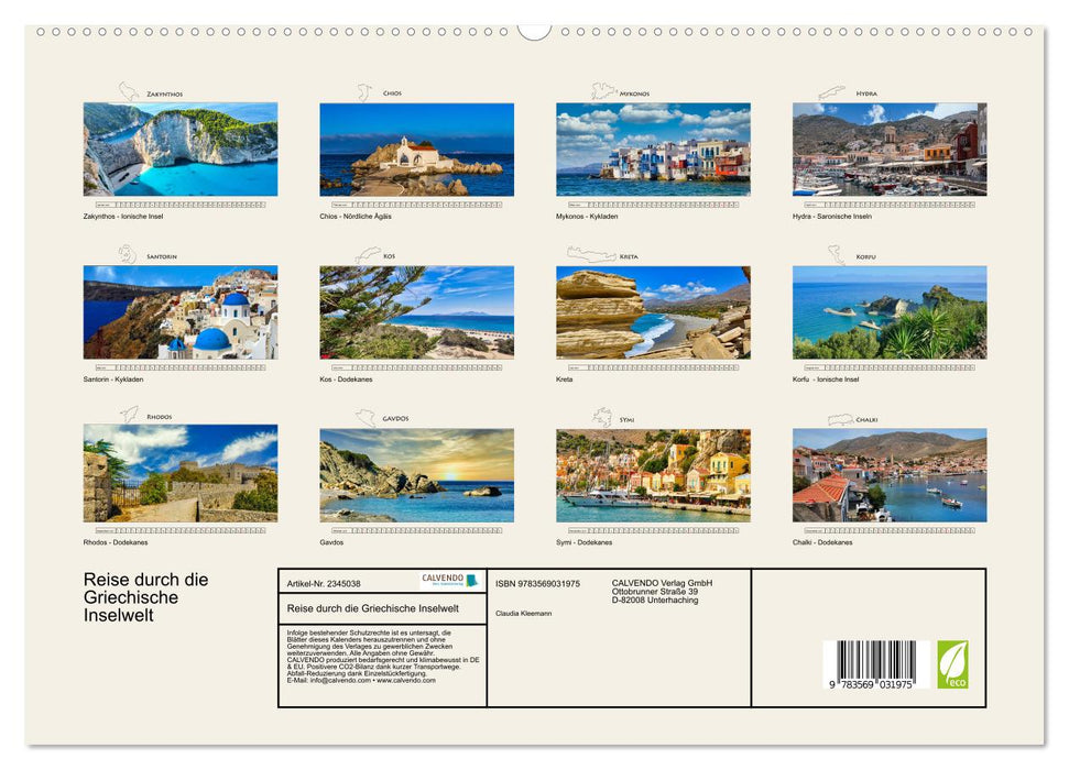 Reise durch die Griechische Inselwelt (CALVENDO Premium Wandkalender 2027)