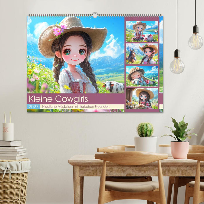 Kleine Cowgirls. Niedliche Mädchen mit tierischen Freunden (CALVENDO Wandkalender 2027)
