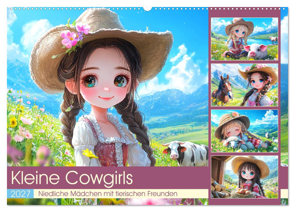 Kleine Cowgirls. Niedliche Mädchen mit tierischen Freunden (CALVENDO Wandkalender 2027)