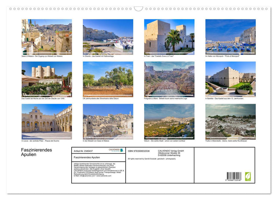 Faszinierendes Apulien (CALVENDO Wandkalender 2027)