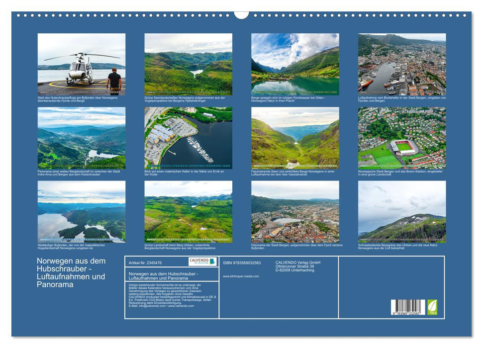 Norwegen aus dem Hubschrauber - Luftaufnahmen und Panorama (CALVENDO Wandkalender 2027)