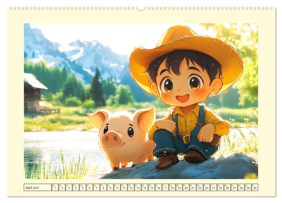 Kleine Farmer. Niedliche Jungs mit ihren tierischen Freunden (CALVENDO Premium Wandkalender 2027)