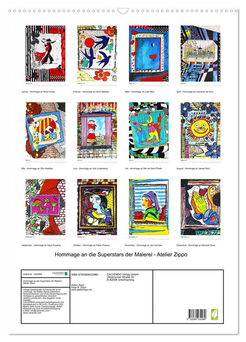 Hommage an die Superstars der Malerei - Atelier Zippo (CALVENDO Wandkalender 2027)