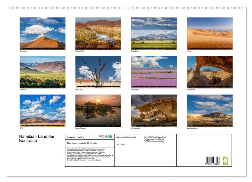 Namibia - Land der Kontraste (CALVENDO Wandkalender 2027)