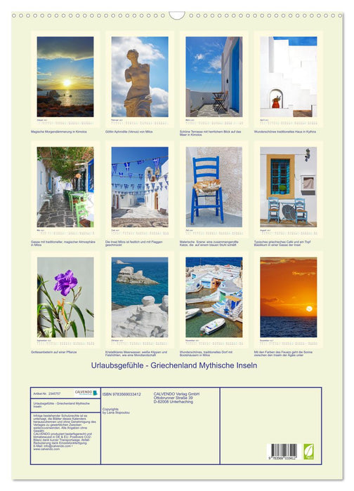 Urlaubsgefühle - Griechenland Mythische Inseln (CALVENDO Wandkalender 2027)