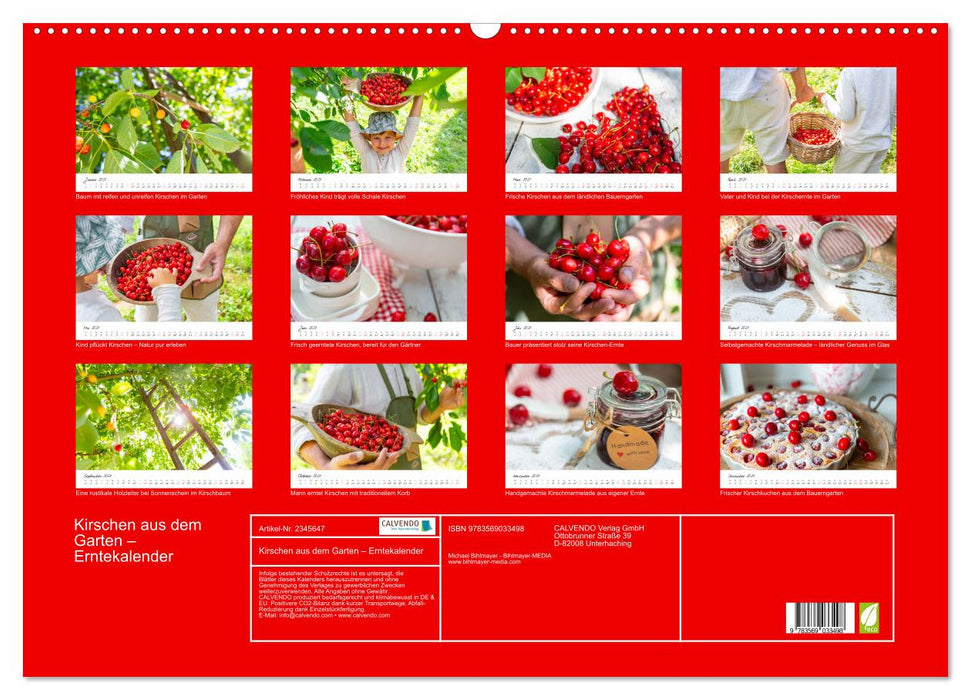 Kirschen aus dem Garten – Erntekalender (CALVENDO Wandkalender 2027)