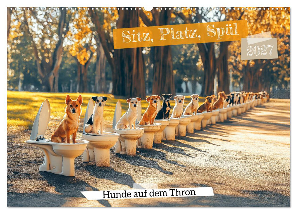 Sitz, Platz, Spül - Hunde auf dem Thron (CALVENDO Wandkalender 2027)
