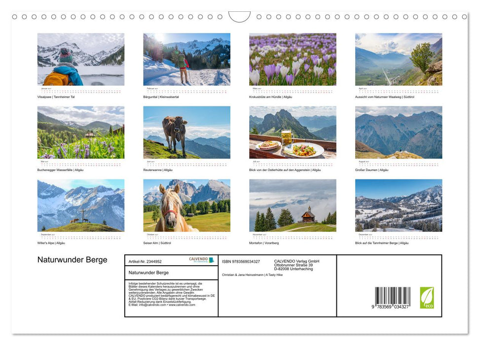 Naturwunder Berge (CALVENDO Wandkalender 2027)