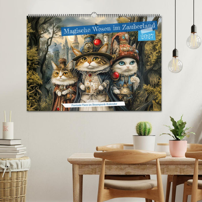 Magische Wesen im Zauberland - Fantasie-Tiere im Steampunk-Kalender (CALVENDO Wandkalender 2027)