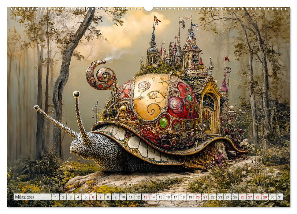 Magische Wesen im Zauberland - Fantasie-Tiere im Steampunk-Kalender (CALVENDO Wandkalender 2027)