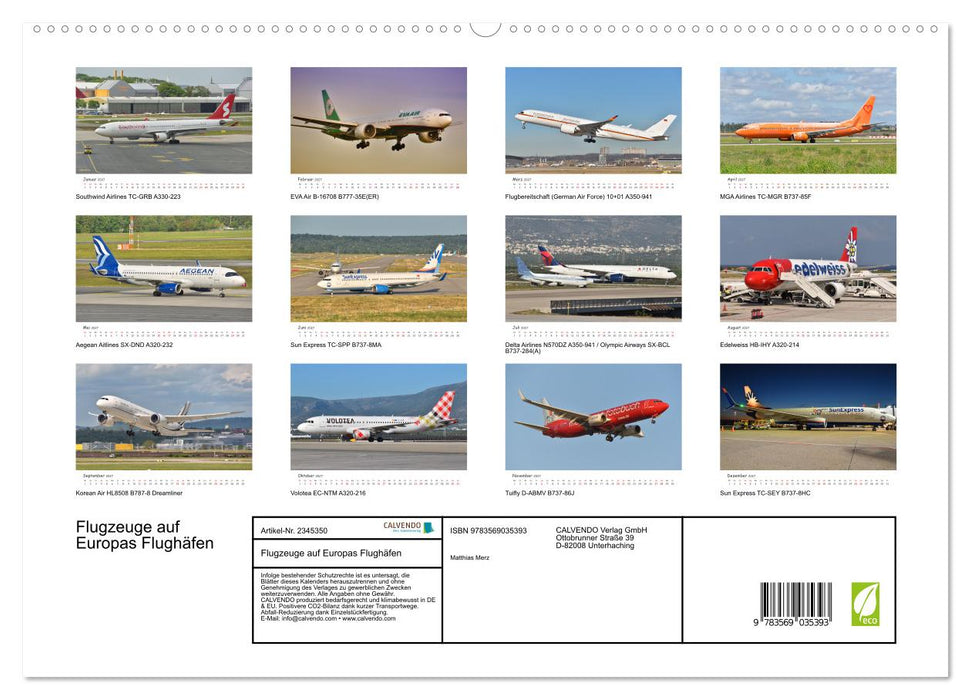 Flugzeuge auf Europas Flughäfen (CALVENDO Premium Wandkalender 2027)