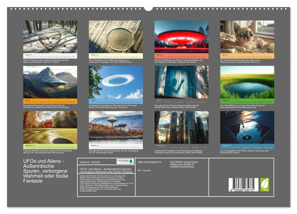 UFOs und Aliens - Außerirdische Spuren, verborgene Wahrheit oder bloße Fantasie (CALVENDO Premium Wandkalender 2027)