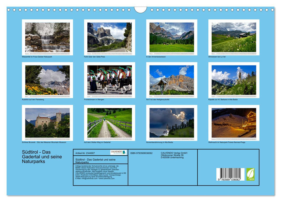 Südtirol - Das Gadertal und seine Naturparks (CALVENDO Wandkalender 2027)