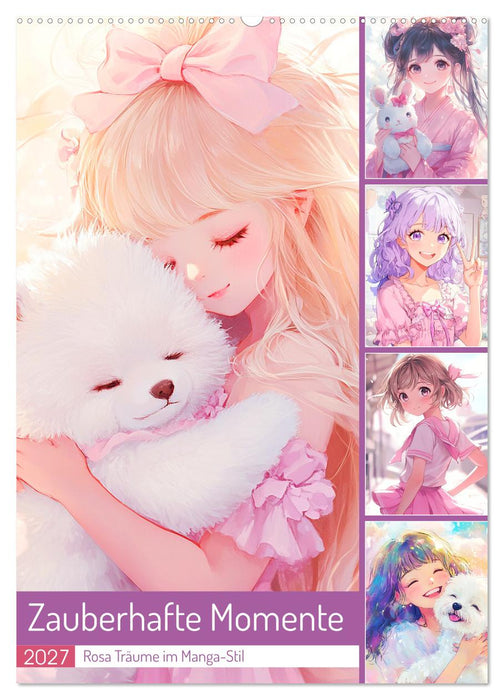 Zauberhafte Momente. Rosa Träume im Manga-Stil (CALVENDO Wandkalender 2027)