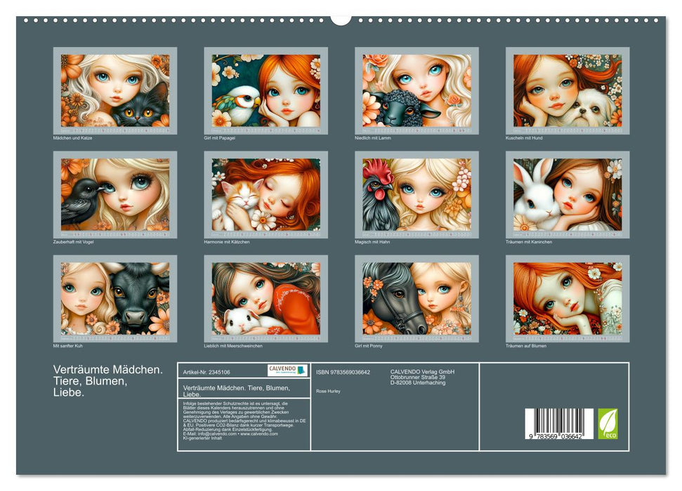 Verträumte Mädchen. Tiere, Blumen, Liebe. (CALVENDO Premium Wandkalender 2027)